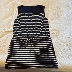 J. Crew Navy and White Striped cotton Dress